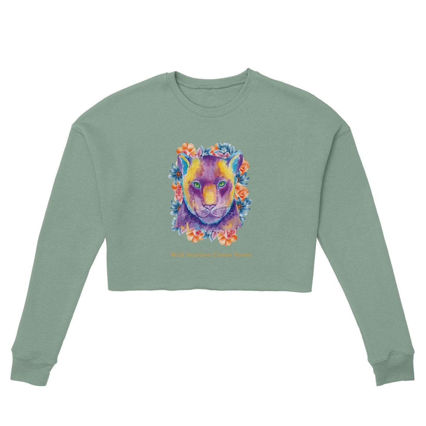 Tiger With Intuition Comes Power - Cropped Sweatshirt For Women