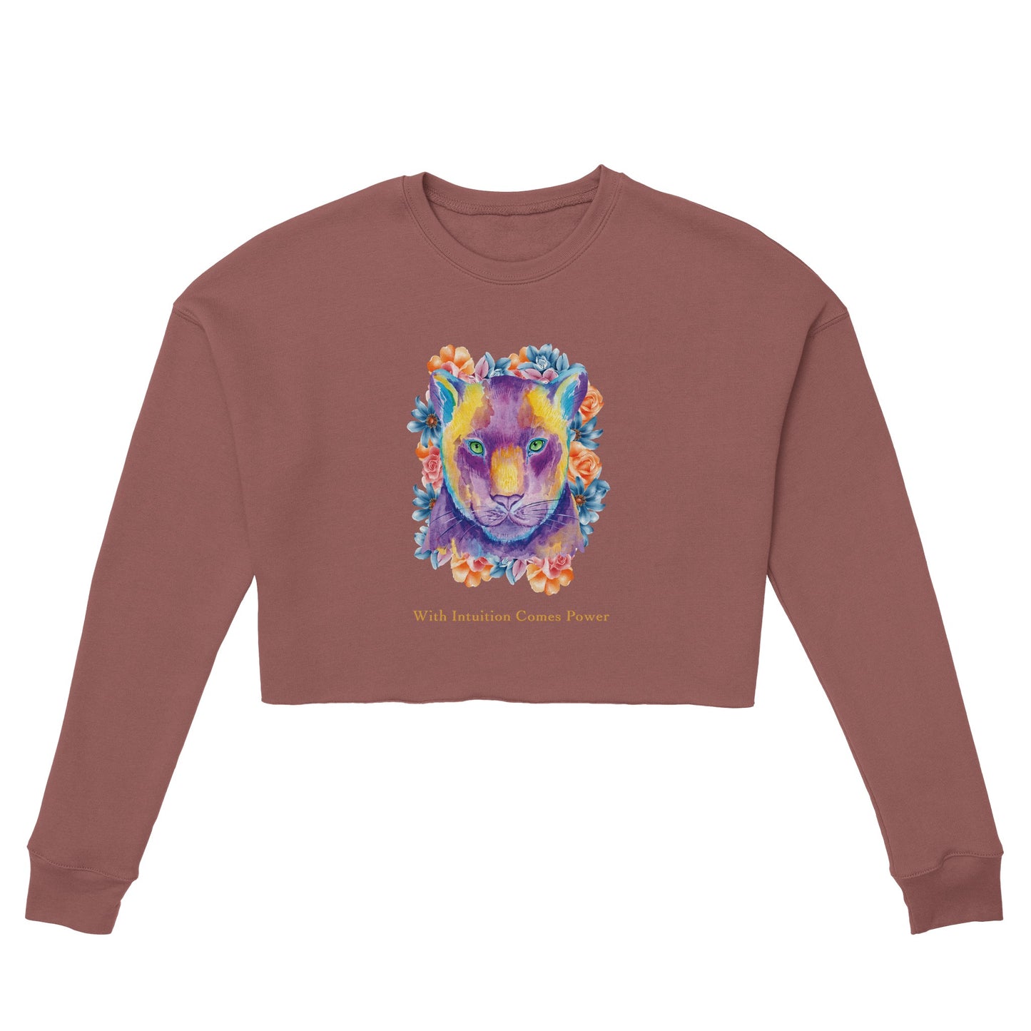 Tiger With Intuition Comes Power - Cropped Sweatshirt For Women