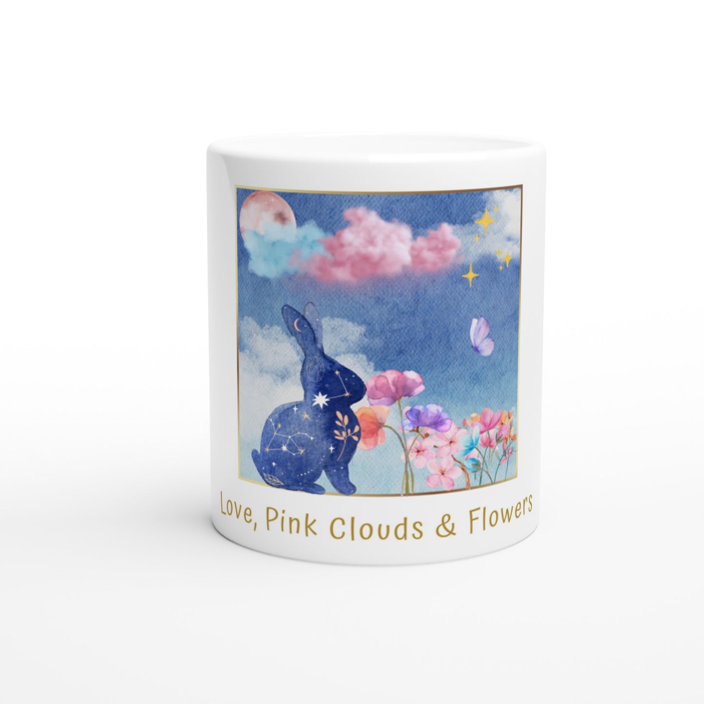 Love, Pink Clouds & Flowers - 330 ML (11 oz) Ceramic Mug