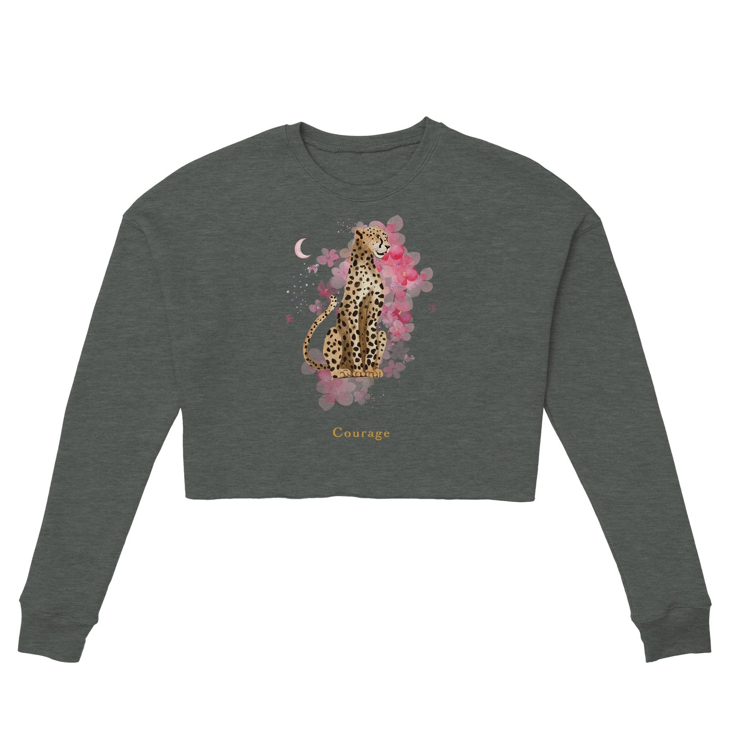 Leopard Courage - Cropped Sweatshirt For Women