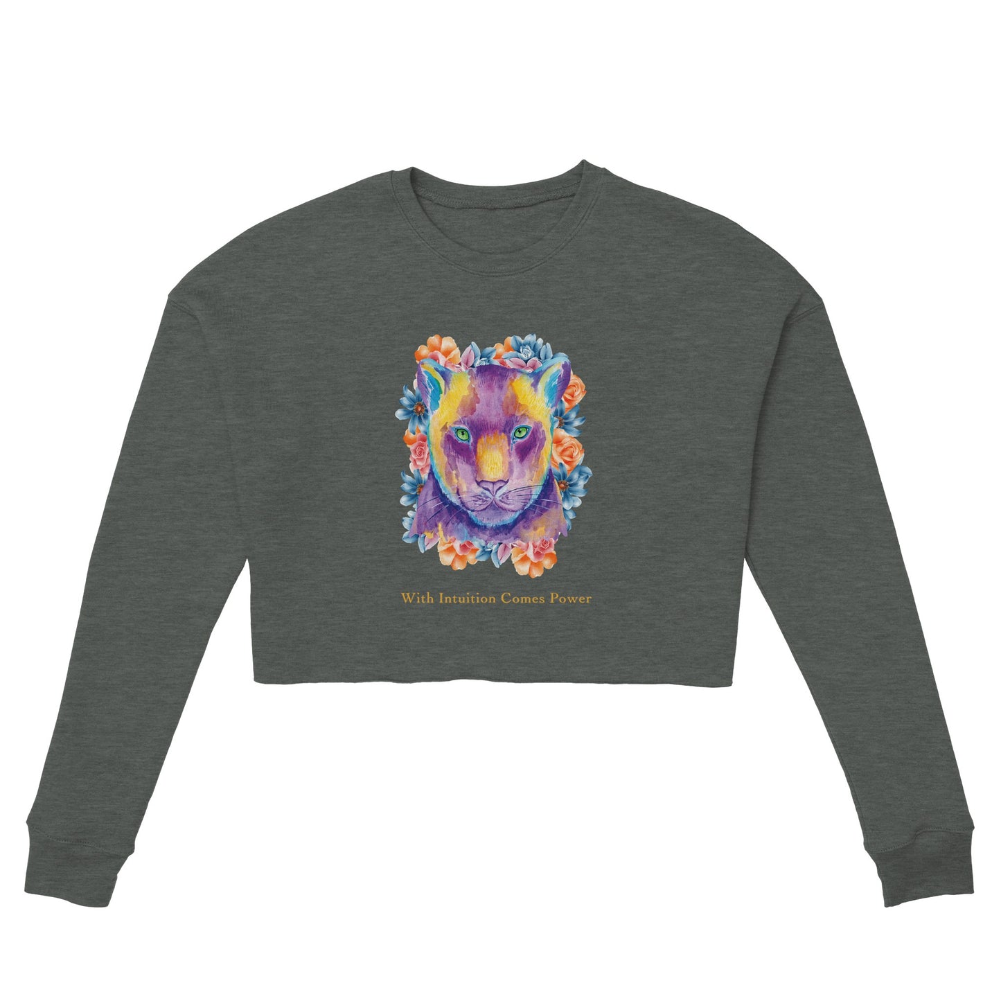 Tiger With Intuition Comes Power - Cropped Sweatshirt For Women