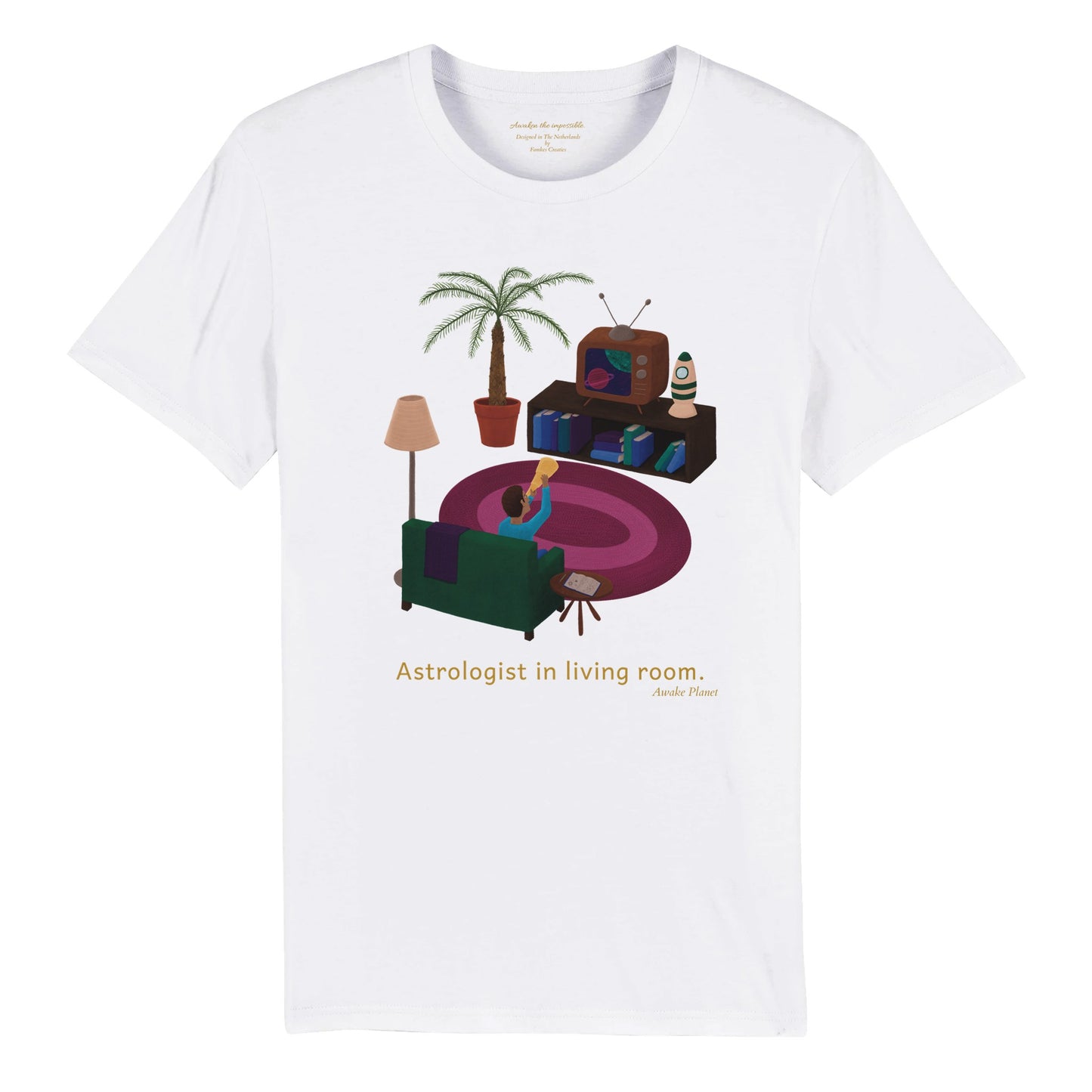 Astrologist In Living Room - 100% Organic Cotton T-Shirt