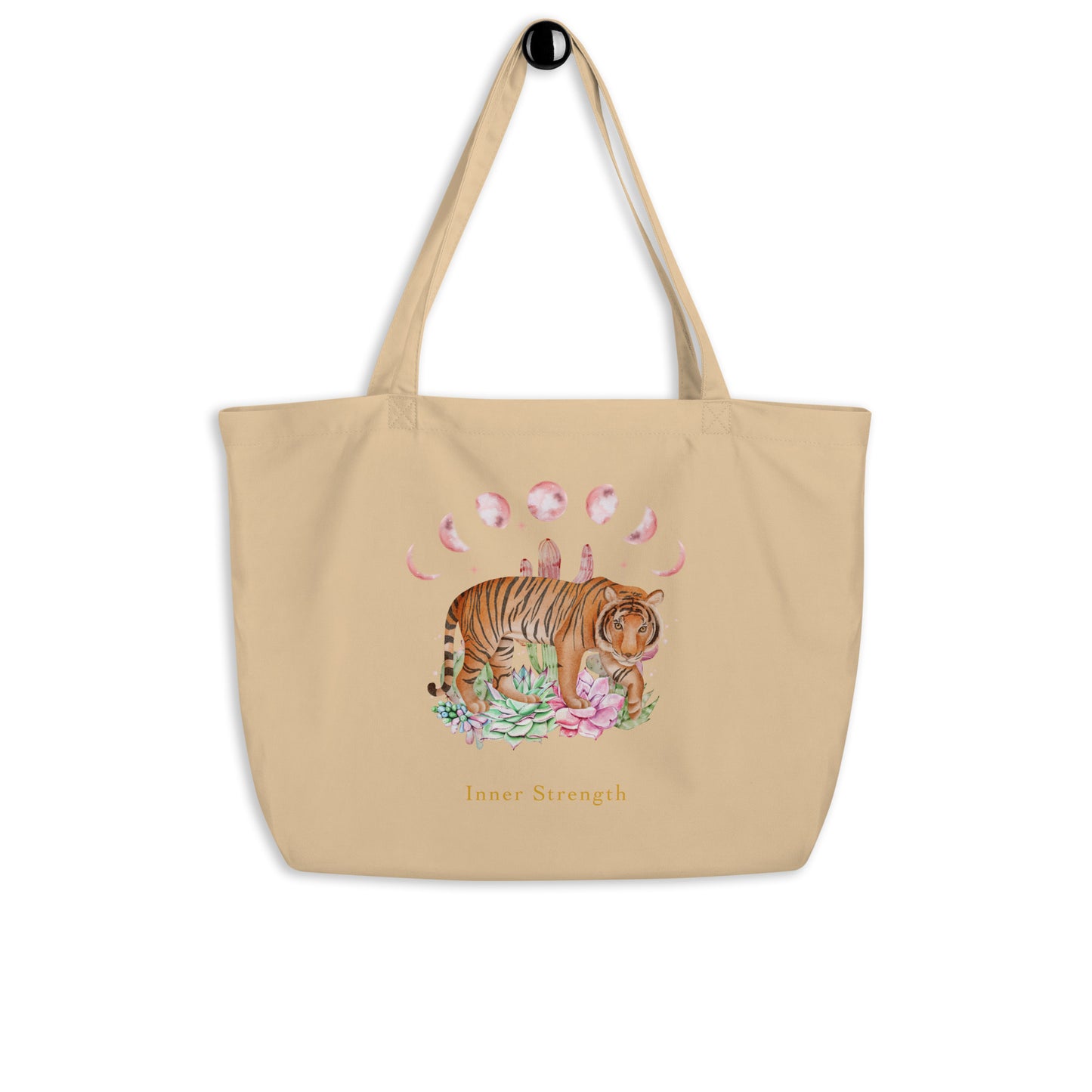 Tiger Inner Strength -100% Organic Large Tote Bag